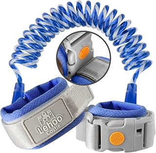 Lehoo Castle 1.5m Toddler Reins, Anti-Lost Wrist Link with Magnetic Lock | Parent-Side Release, Reflective Coil, 360° Swivel, Steel-Wire Core, Padded Adjustable Cuffs, Wrist-To-Wrist Use, 12m+