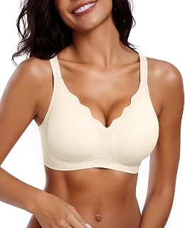 Vertvie Women's Seamless Bra Wirefree Non-Wired Push Up Full Coverage Comfortable Scalloped Bra
