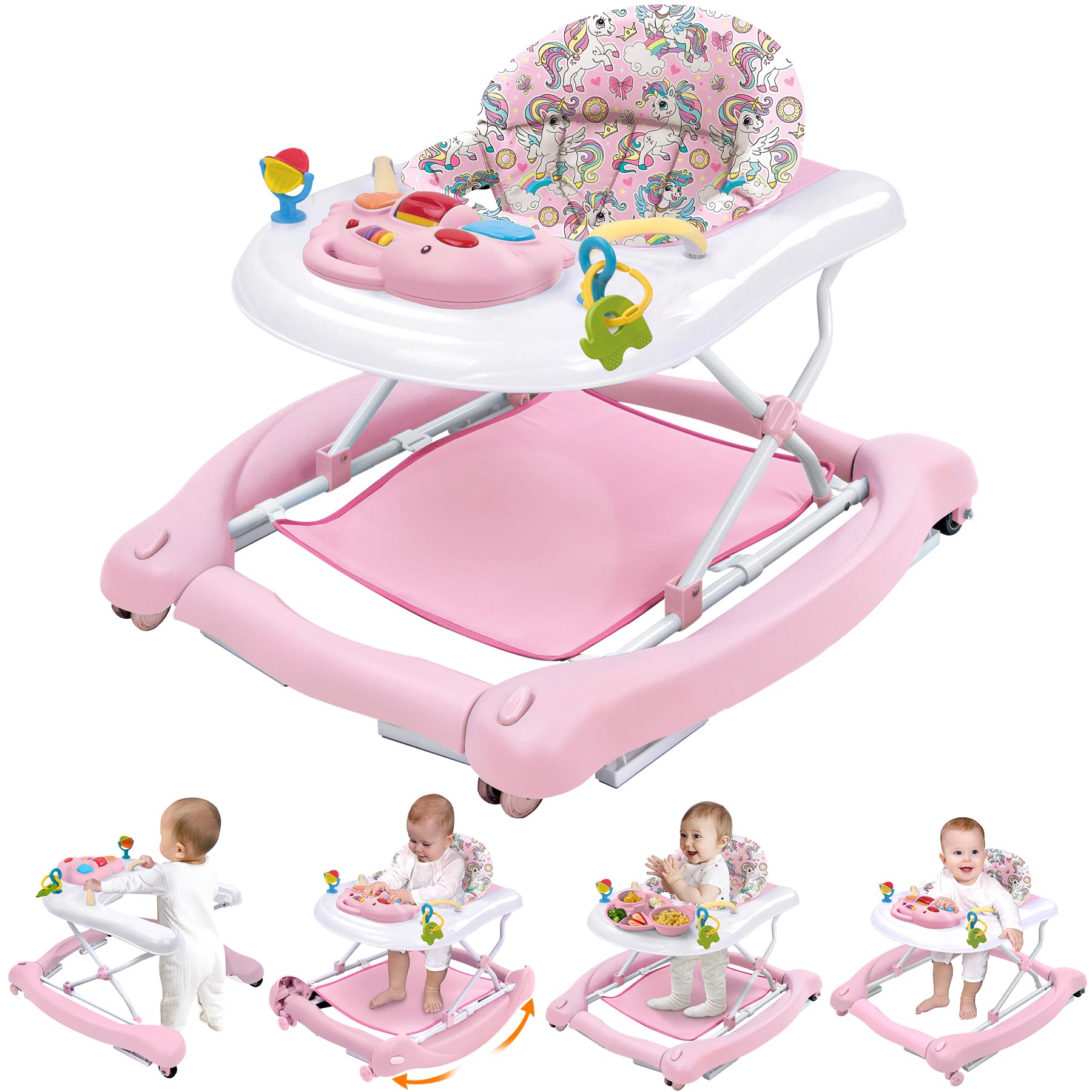 Foldable Baby 5-in-1 Activity Walker - Rocker, Activity Center, Bouncer, Seat Wa