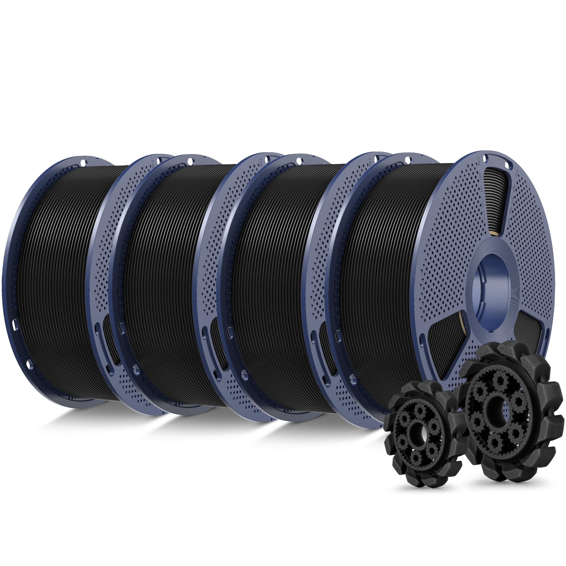 SUNLU PLA+2.0 3D Printer Filament, Black, 4-Pack (4KG) | Upgraded PLA+ Filament 