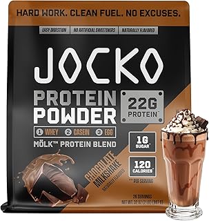 Jocko Fuel Whey Protein Powder, Chocolate Milkshake | 26 Servings | 22g Clean, High Protein | Digestive Enzymes & Probiotics Aid Digestion | No Sugar Added & Low Carb | Essential Aminos Acids