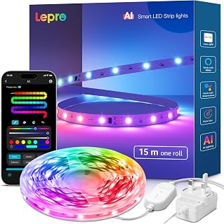 Lepro S1 AI Smart LED Strip Light 15M RGB+IC, Music Sync, App/Voice Control