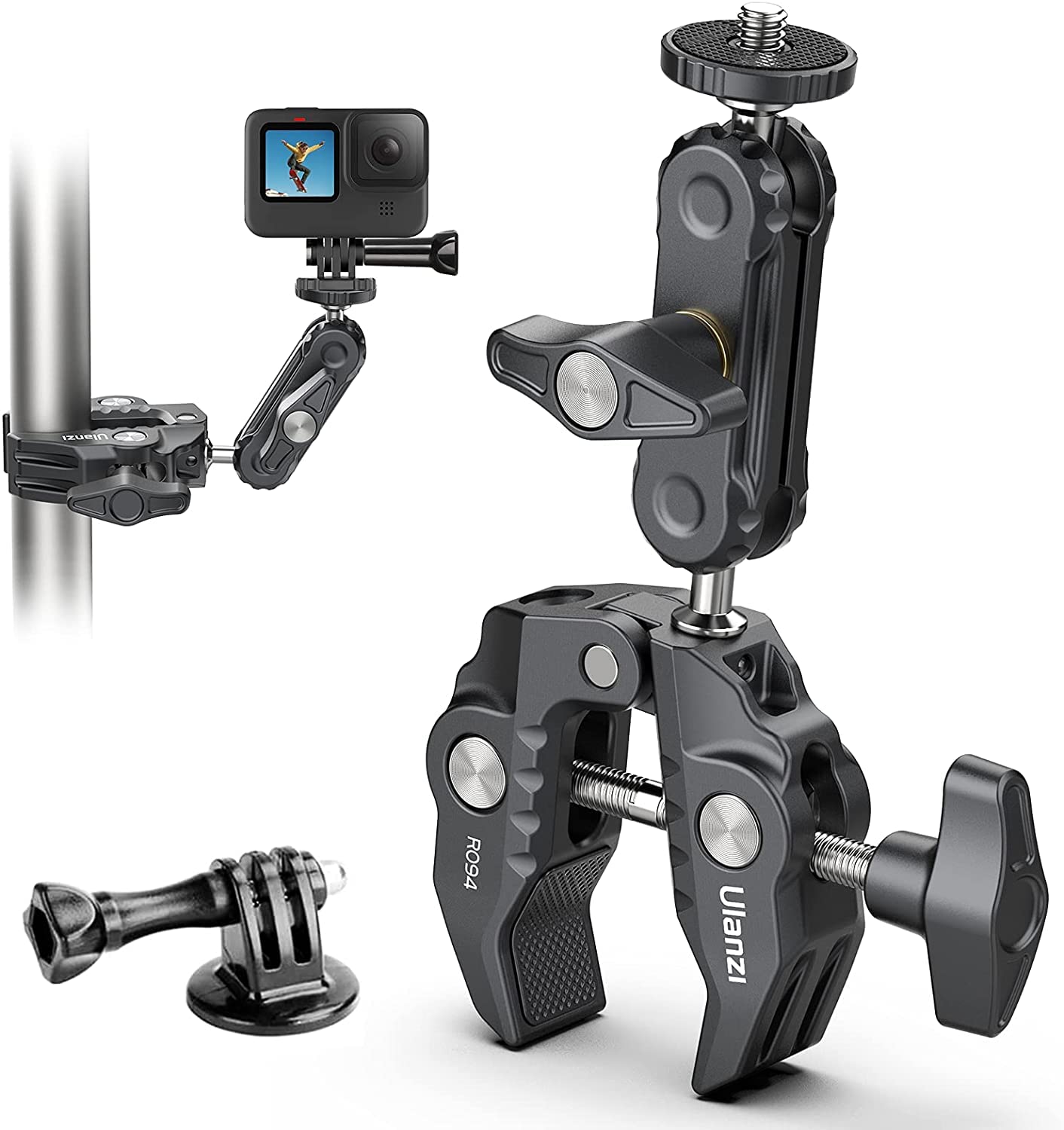 ULANZI Super Clamp Camera Clamp Mount Monitor 360° Ballhead Magic Arm Double Bal