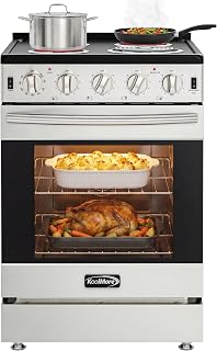KoolMore 24 in. 4-Coil Electric Oven Range, 240V Stainless Steel Kitchen Stove with Coil Cooktop, Front Controls, Residential Cooking Appliance for Kitchen Use