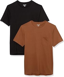 Amazon Essentials Men's T-Shirt Slim-Fit Short-Sleeved Crewneck Pocket, Pack of 2