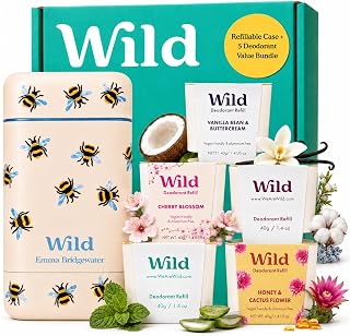 Wild Refillable Natural Deodorant Starter Kit Bee Print Case & 5 Refills
