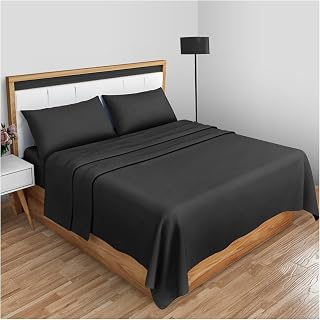 GC GAVENO CAVAILIA Super Soft Plain Dyed Diamond Flat Sheet [ Double - Black ]