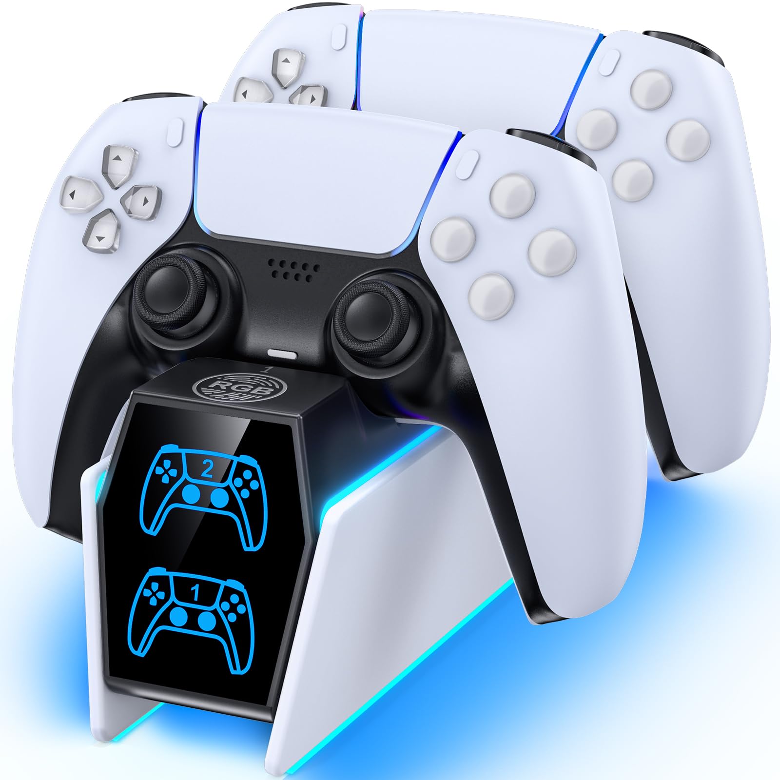 Tokluck Controller Charger Station Compatible with PS5 DualSense & Edge, RGB Cha