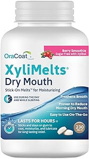 Oracoat XyliMelts for Dry Mouth Relief with Xylitol 230 Ct, Berry Smoothie | Berry Smoothie oral adhering discs, a non-acidic mouth moisturizer for dry mouth that helps stimulate saliva and lasts hours