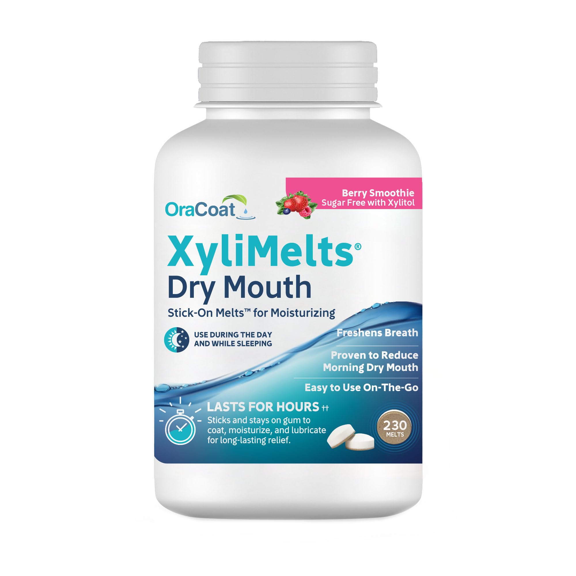 Oracoat XyliMelts for Dry Mouth Relief with Xylitol 230 Ct, Berry Smoothie | Ber
