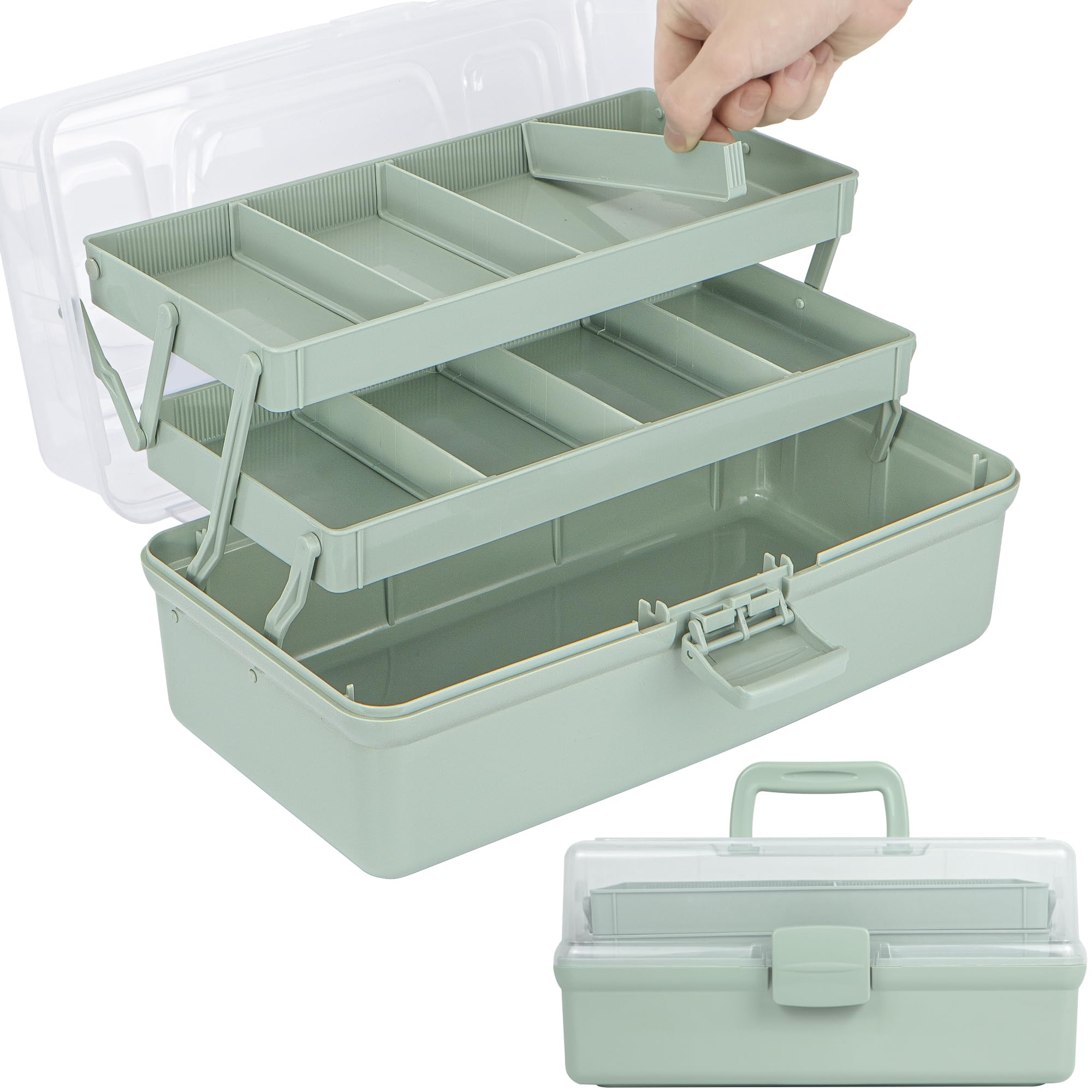 TERGOO 14in 3-Layer Multipurpose Craft Organizers and Storage with Adjustable Di