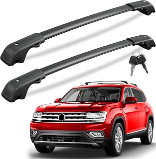KINGGERI 300lb Roof Rack Cross Bars for Volkswagen VW Atlas 2017-2026 | with Raised Side Rails(Not For Atlas Cross Sport), Lockble Heavy Duty Anti-Theft Aluminum Roof Rails Crossbars Rooftop
