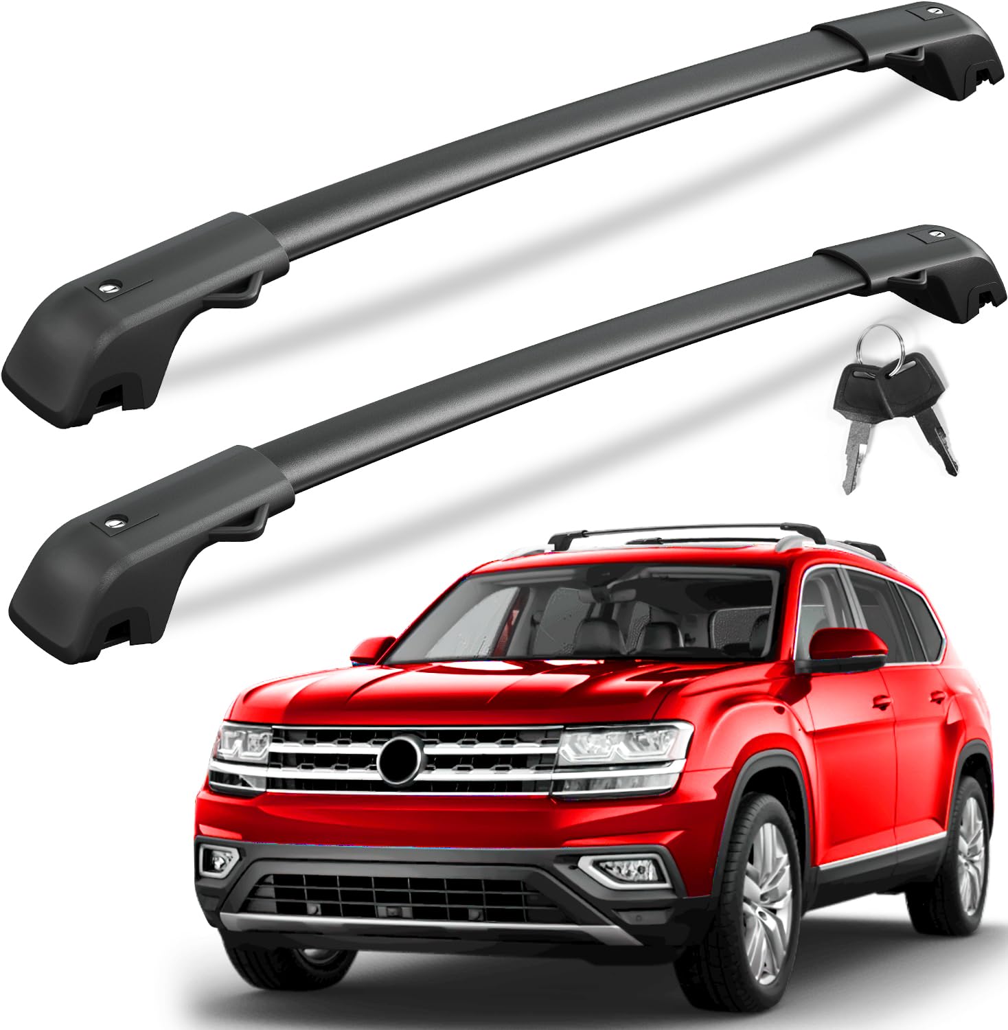 KINGGERI 300lb Roof Rack Cross Bars for Volkswagen VW Atlas 2017-2026 | with Rai