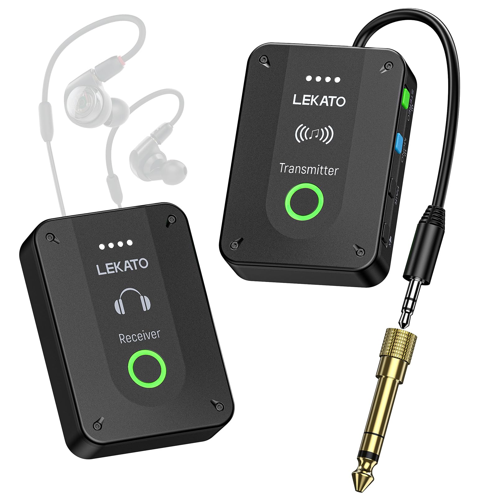 LEKATO Wireless in Ear Monitor System MS-02, Upgraded 2.4G Stereo IEM System Low