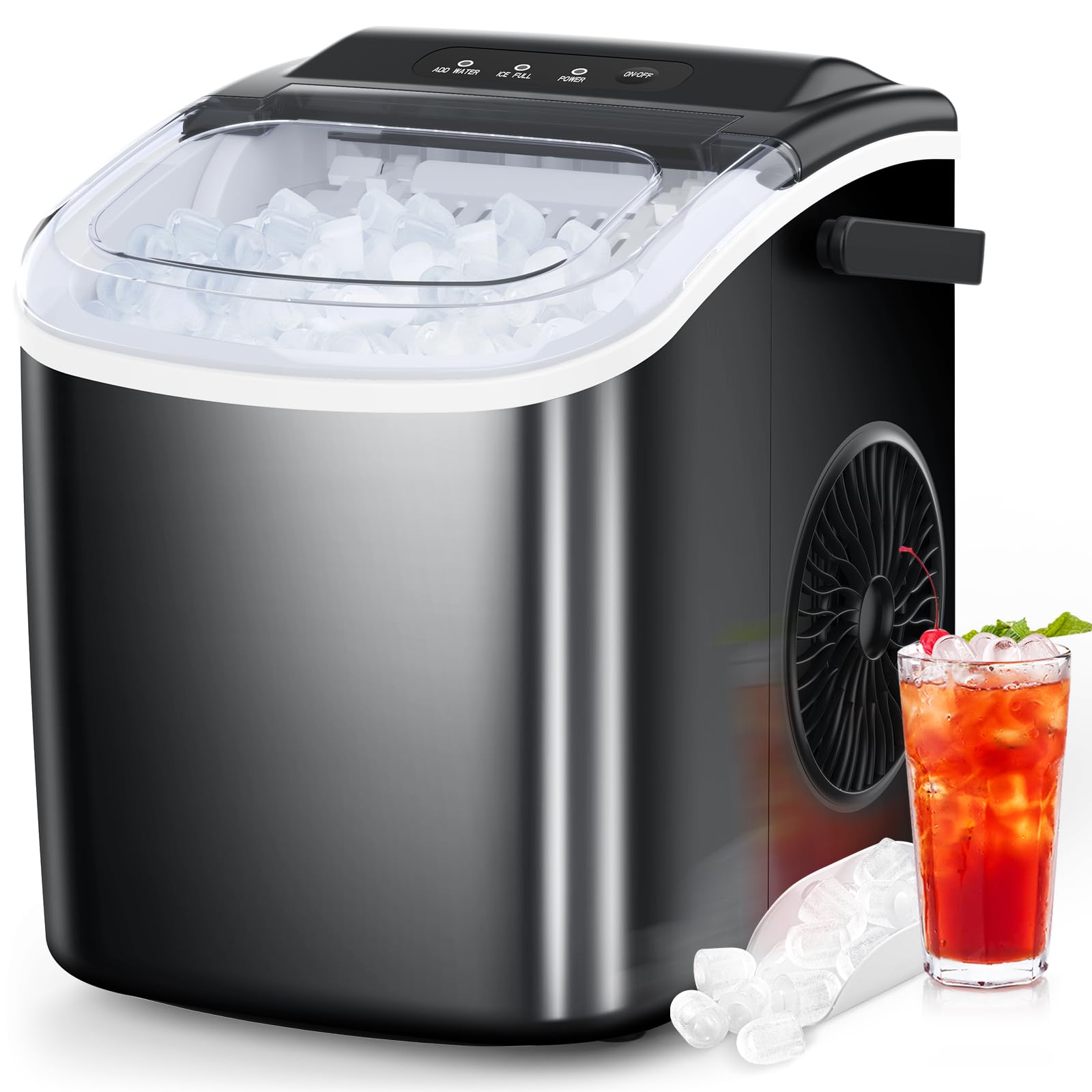 COWSAR Ice Maker Countertop, Portable Ice Machine with Self-Cleaning, 26.5lbs/24