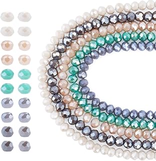 745pcs Faceted Glass Rondelle Beads for Jewelry Making Electroplated Spacer Loose Beads for DIY Bracelet Necklace Earrings Mixed Color 2.8~3x2mm