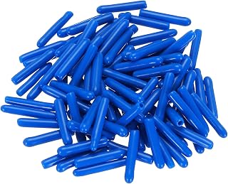 100 Pcs Rubber End Caps PVC Vinyl Round Tube Thread Caps 1.5mm Blue