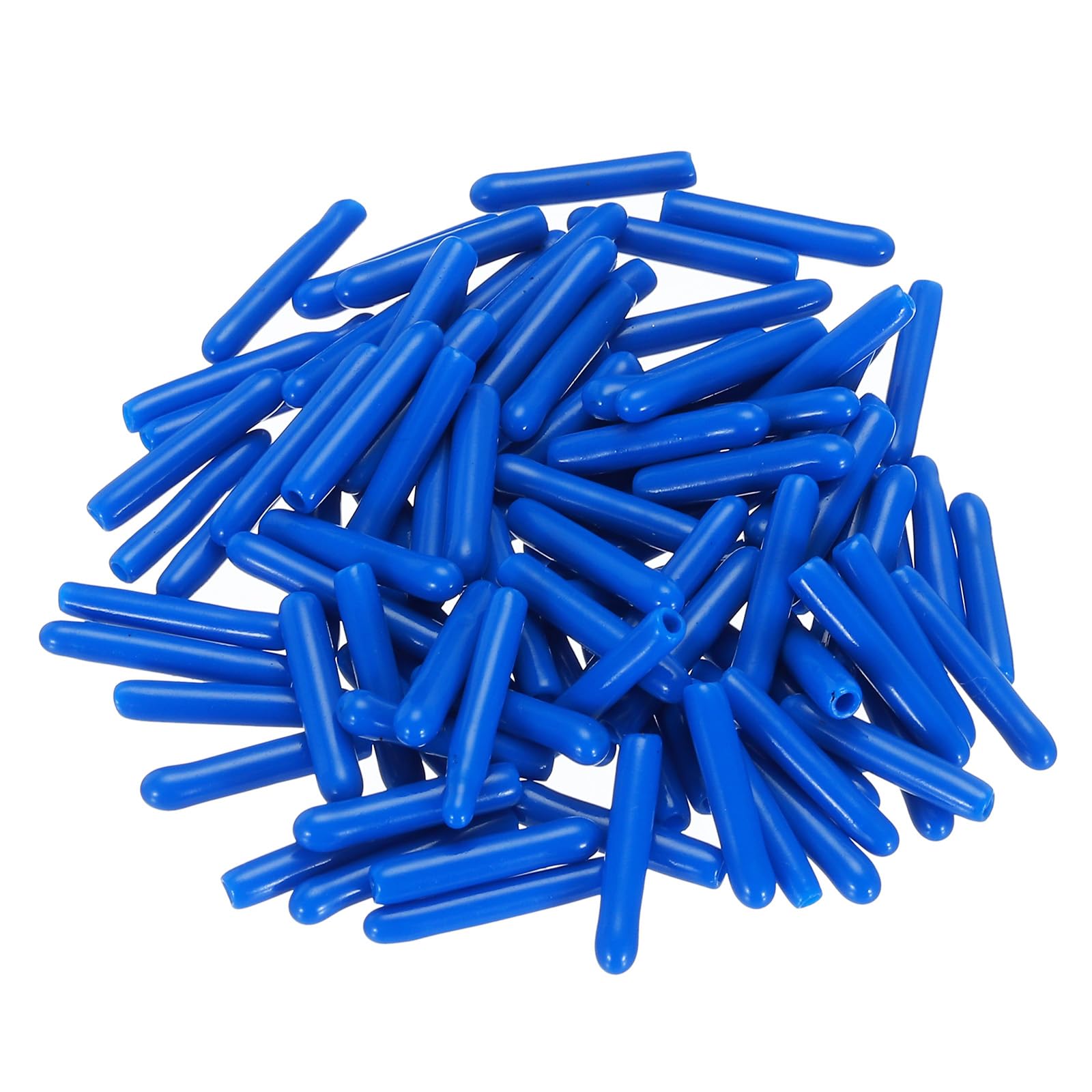 100 Pcs Rubber End Caps PVC Vinyl Round Tube Thread Caps 1.5mm Blue