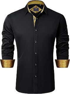 J.VER, Mens Casual Long Sleeve Stretch Shirt Wrinkle Free Regular Fit Button Down Shirt