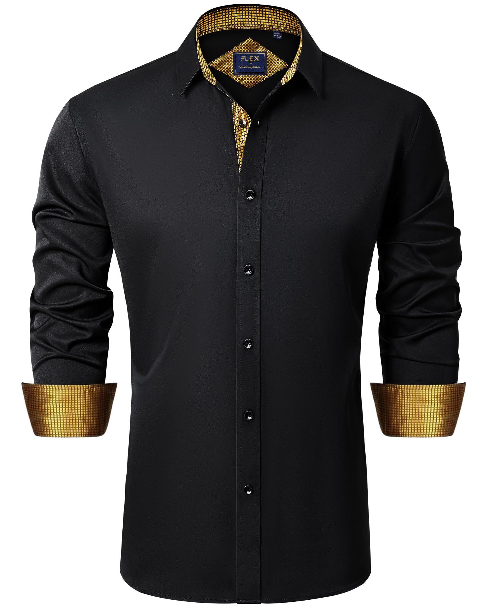 J.VER, Mens Casual Long Sleeve Stretch Shirt Wrinkle Free Regular Fit Button Dow