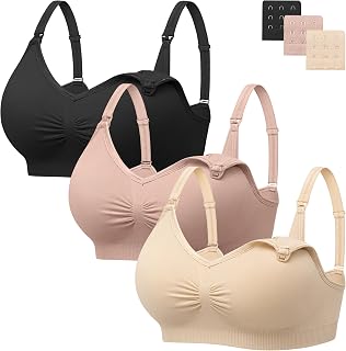 HBselect Womens Nursing Bras Wireless Maternity Bras Breastfeeding Bras | 3 Pack Everyday Comfort, Ultra-Soft, No Underwire, Full Coverage, Convertible, Padded Extenders, Pregnancy Sleep Bralettes