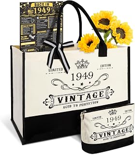 77th Birthday Gift for Women-Vintage 1949 Canvas Tote Bag,Makeup Bag,Poster