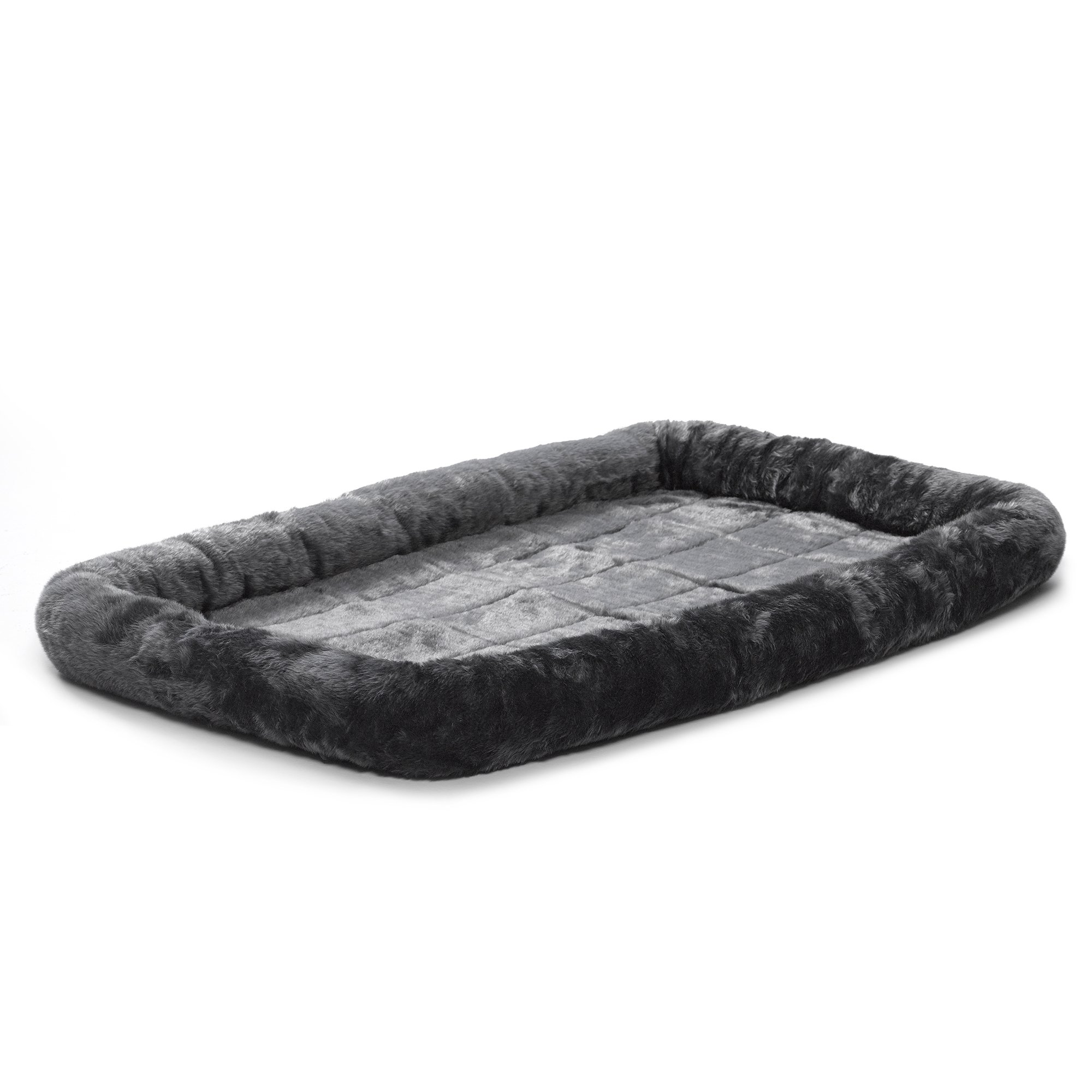 MidWest Homes for Pets QuietTime Dog Bed – Gray Faux Fur Bolster, Ultra-Soft and
