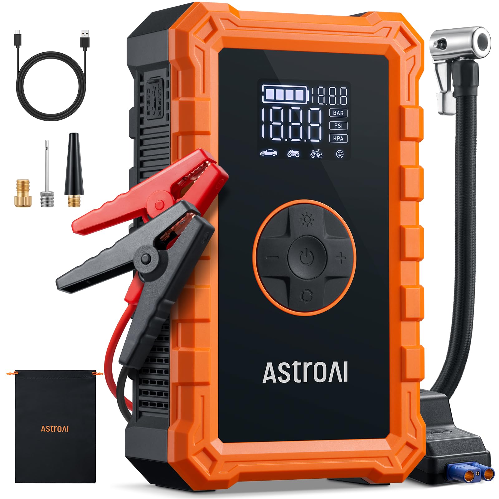 AstroAI S8 Air 3000A Jump Starter with Air Compressor, 12V Jump Box | Car Batter