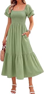 Womens Fall 2026 Casual Midi Dresses Flowy A Line Dress with Pockets