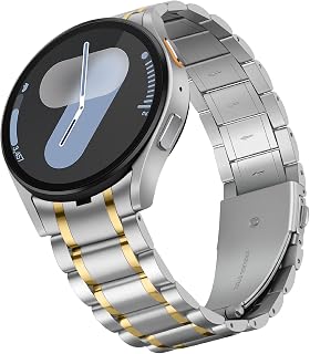 HITZEE Stainless Steel No Gap Straps Compatible with Samsung Galaxy Watch 7/6/5/4/FE Strap 40/44 mm/Watch 6 Classic 43/47 mm/Watch 5 Pro, Samsung Watch Metal Replacement Strap for Men and Women
