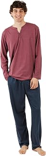 TRAMAS+ Mens Button Down Long Sleeve Long Pants All Season Sleepwear Set