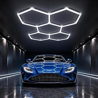 HYPERLITE Gen II Hexagon Garage Lights: 168W 16800LM 5 Grids Hexagon Led Light, 6500K Ultra Bright Honeycomb Hex Lights, Durable Design for Garage, Shop, Basement, Barber, Homegym