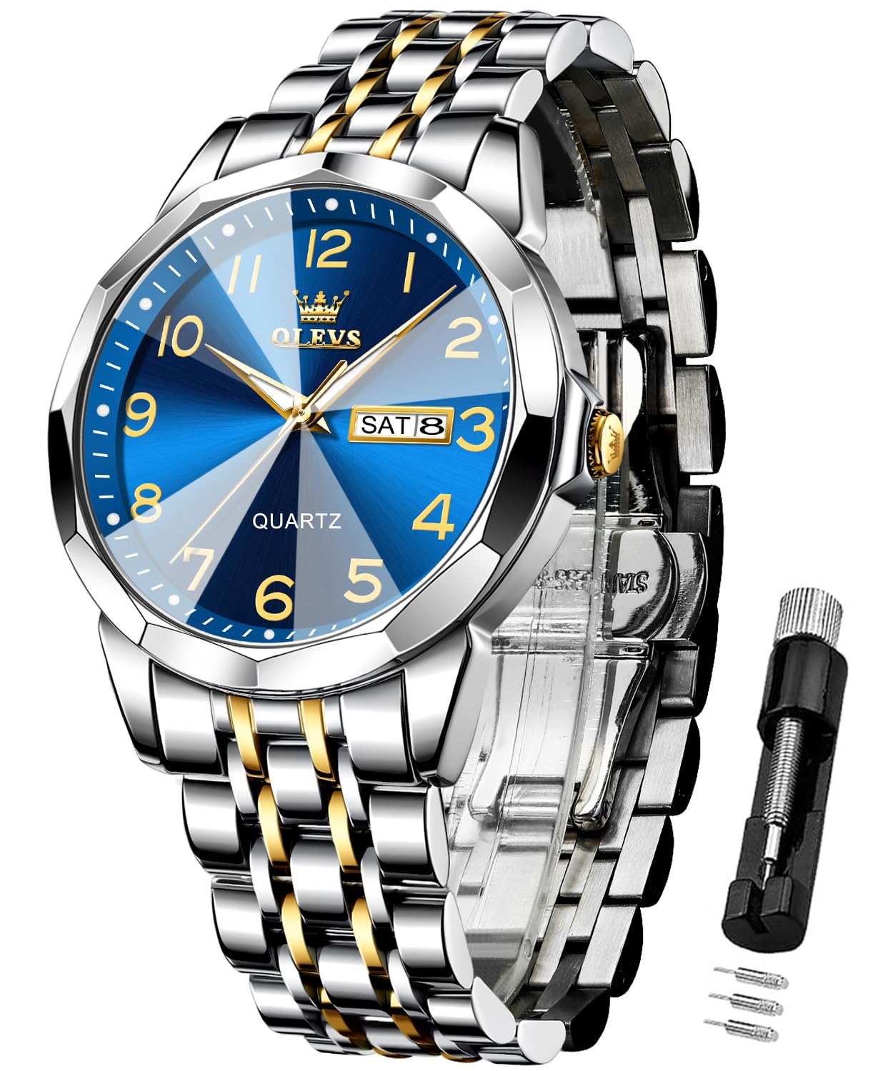 OLEVS Uhren Herren Business Kleid Analog Digital Quarz Edelstahl Wasserdicht Leu