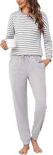Bresdk Women's Long Cotton Pyjama Set Sleepwear Winter S-4XL
