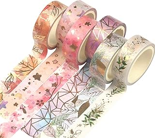 Gold Washi Tape Set Decorative Washi Glitter Adhesive Tape Decorative Tape for DIY Crafts Scrapbooking 6 Rolls