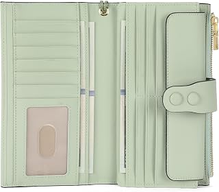 SENDEFN Women's Large RFID Blocking Wallet, Card Holder, Coin Pocket with Zipper and Detachable Wrist Strap