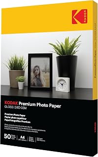 KODAK Photo Paper (A4) Glossy - 210x297mm - 240gsm - 50 Sheets | Universally Compatible with HP, Epson, Canon Inkjet Printers, Perfect for Premium Photo Printing, Reports & Presentations