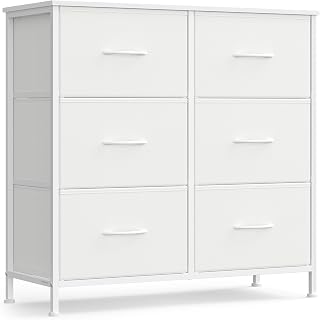 SONGMICS Chest of Drawers Storage Unit, Steel, 6 Drawers | BELLAH Collection, for Bedroom, Closet, Hallway, Living Room, Cloud White and Snow White, LGS123WH01