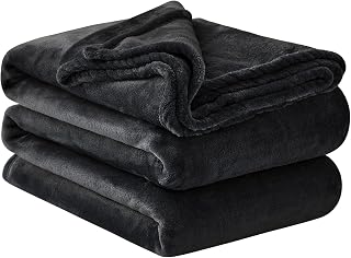 Aisbo Cuddly Fluffy Blanket Black - Fleece Blanket 230 x 270 cm Sofa Blanket Couch Blanket Soft Cuddly Blanket for Living Room Sofa Couch Blanket Warm Giant Blanket
