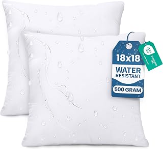 Utopia Bedding 18x18 Outdoor Pillows, Water Resistant Throw Pillows, 2-Pack | Outdoor Throw Pillows, Water Repellent, Decorative Pillow for Patio Furniture & Porches, Plush & Supportive
