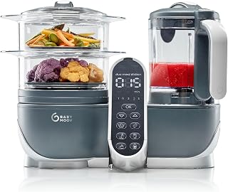 Babymoov Duo Meal Station 6-in-1 Baby Food Maker, Steamer Blender Processor for Homemade Baby Food, Bottle Warmer, Defroster, Sterilizer, Large Capacity, Grey