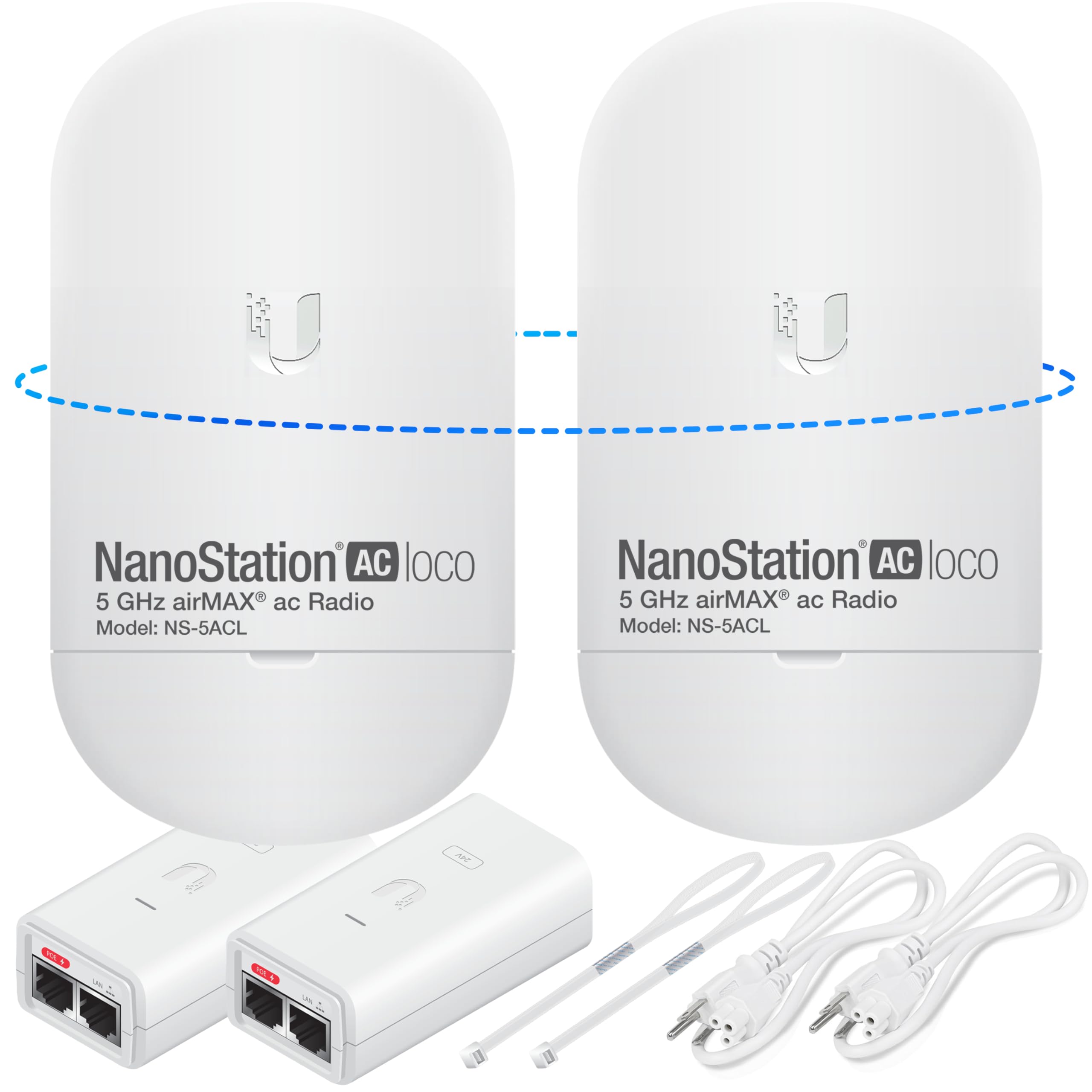 Wireless Bridge Ubiquiti LOCO5AC PRE-CONFIGURED, Bundle of 2 Ubiquiti Nanostatio