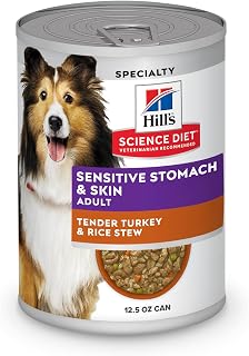 Hill's Science Diet Sensitive Stomach & Skin Wet Dog Food, 12-Pack | #1 Veterinarian Recommended, Adult Formula, Turkey & Rice, 12.5 oz. Cans, 12-Pack