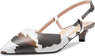 Aachcol Women's Low Kitten Heel Pumps Lace Toe Cap Ankle Strap Slingback Dress Shoes Sandals Office Shoes Party Wedding Matt 3.5 cm