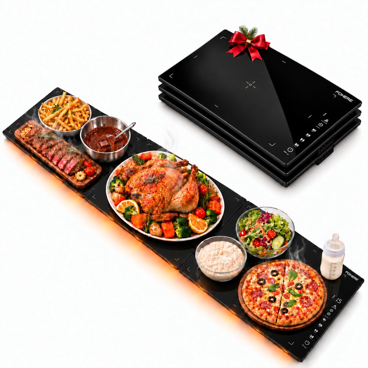 Food Warmers for Parties Buffet 3 in 1 with Independent Temp &  47‘’x12‘’ | 12H 