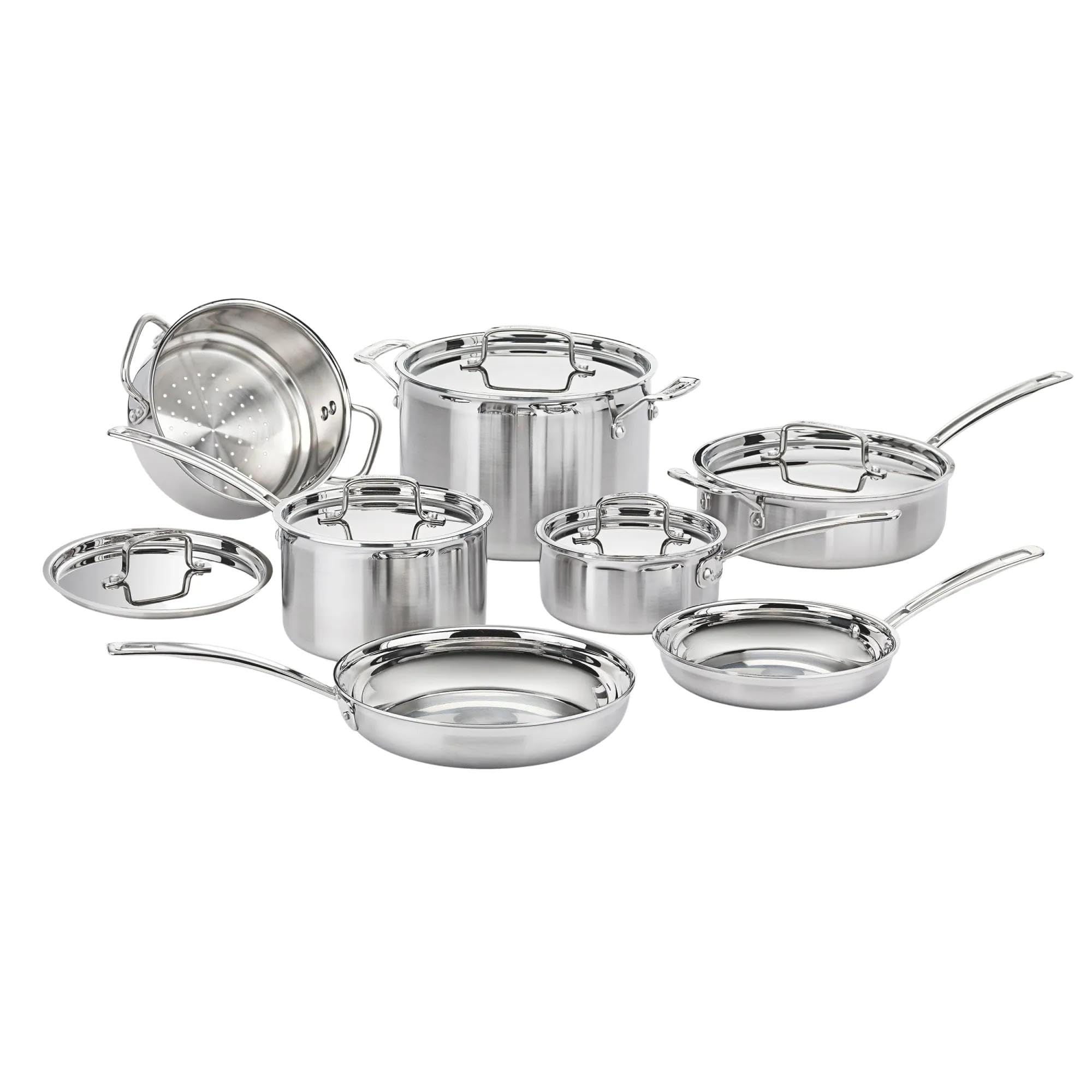 Cuisinart MultiClad Pro 12-Piece Stainless Steel Cookware Set, MCPS-12N