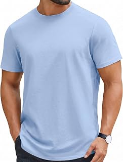 COOFANDY Camisetas de manga corta para hombre, 100 % algodón, cuello redondo, estilo casual, lisas