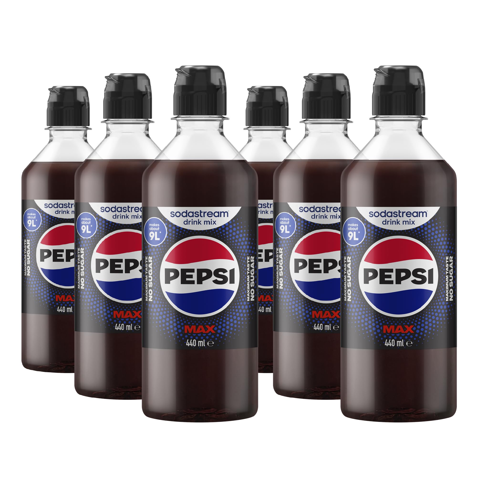 SodaStream Pepsi MAX Drink Mix, 6 Pack Sugar Free Cola Syrup for Sparkling Water