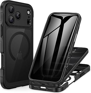 CENHUFO Privacy for iPhone 18 Pro Max Case/Privacy for iPhone 17 Pro Max Case,Compatible with MagSafe,Full-Body Phone Case with Built-in 9H Tempered Glass Privacy Screen Protectorand Black