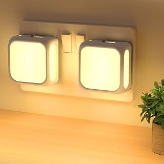 PURSNIC Night Light Plug in Wall, Dusk to Dawn, 3000K Warm White, 2 Pack | Brightness Adjustable, Auto ON/OFF, Energy Saving LED Plug-in Nightlight for Kids, Bedroom, Hallway, Stairs, Nursery